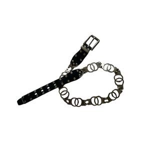 Vintage Leather Belt Handcuff Chain size 41 inches Unisex Biker Goth Punk Scene